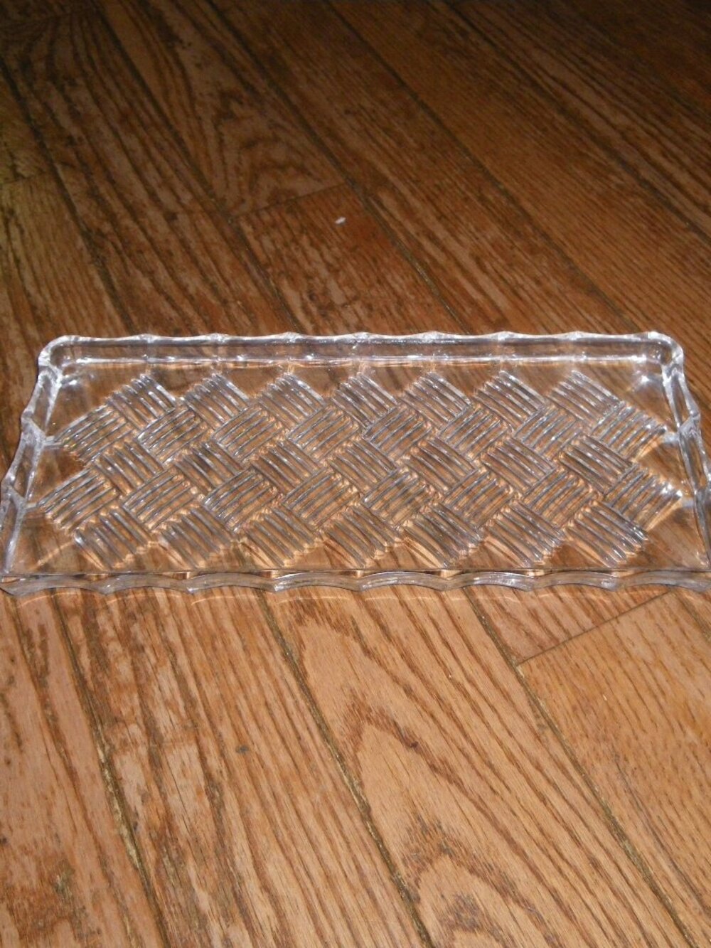 Vintage Thick Glass Rectangular H'orderves Serving Platter